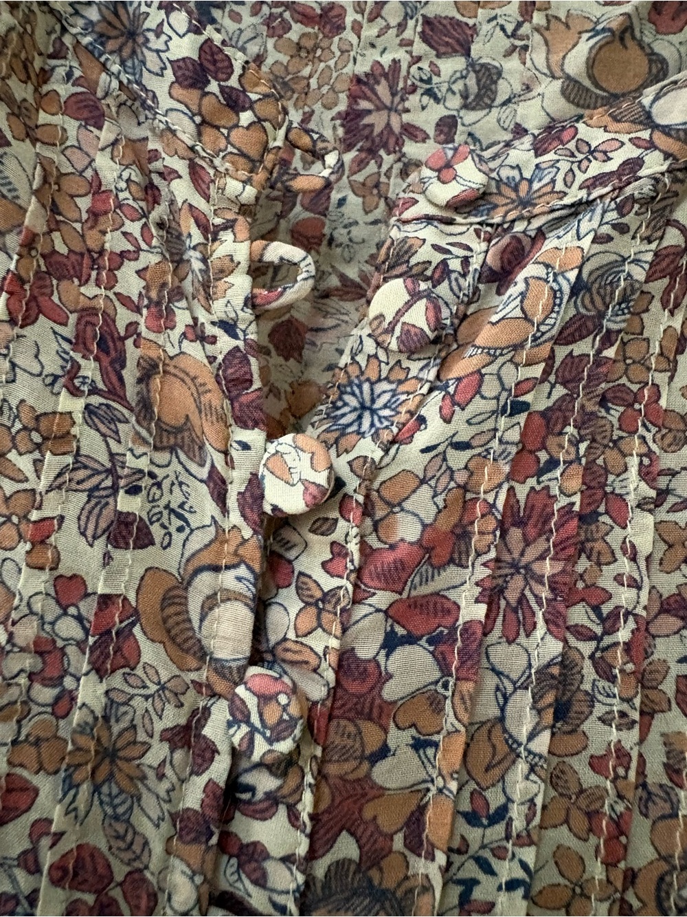 J. Crew Floral Pintuck Button-Front Blouse in Pink and Cream - Picture 3 of 9